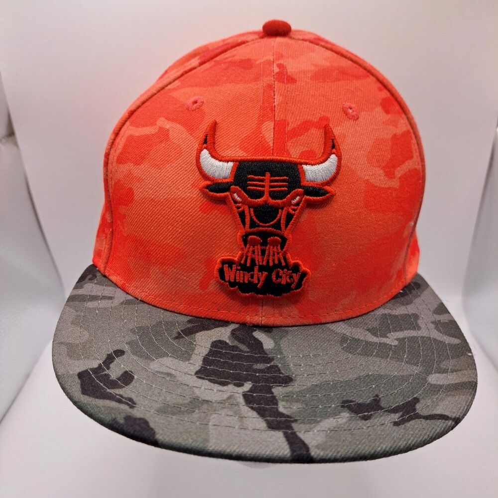 Chicago Bulls Windy City Camo Hat Size 7 5/8 New Era Authentic Hardwood Classics